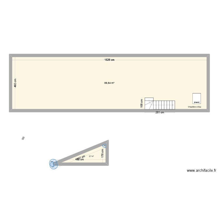 CABINET COMBLES. Plan de 2 pièces et 94 m2