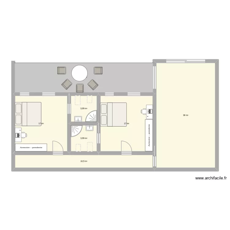 maison 1 (etage 2). Plan de 6 Pièces et 88 m²