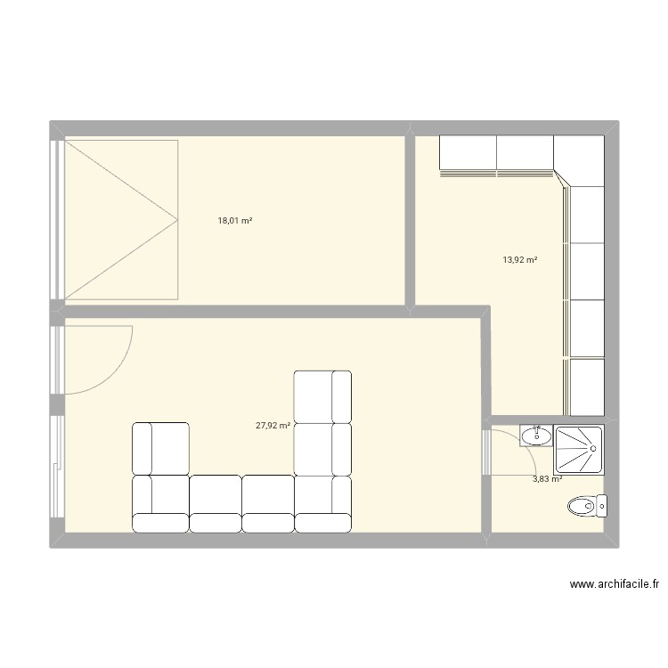 Titré. Plan de 4 pièces et 64 m2