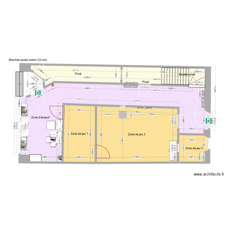 Plan côté 3 dimensions après travaux. Plan de 10 pièces et 67 m2