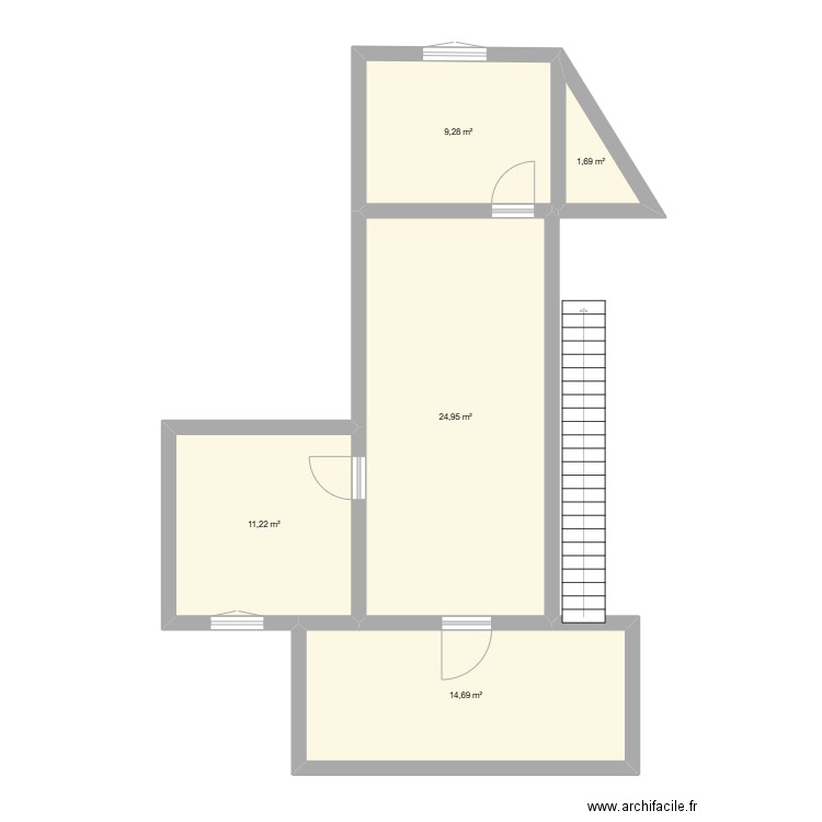Chante coucou plan origine. Plan de 5 pièces et 62 m2