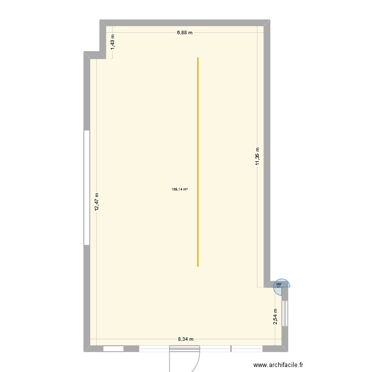 caserne foyer. Plan de 1 pièce et 106 m2