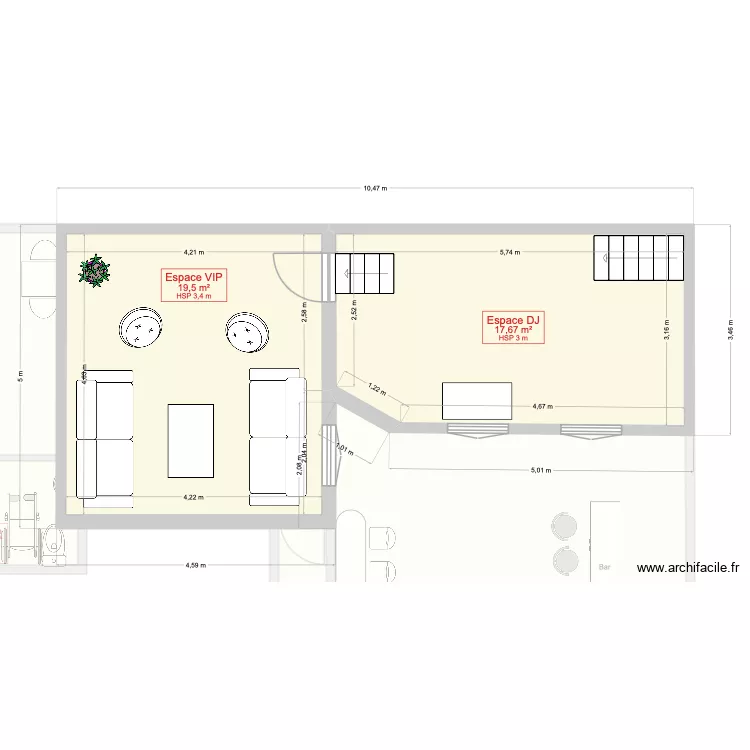 Le Monira projet. Plan de 6  et 123 m²
