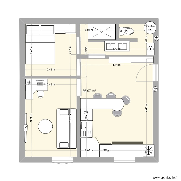 T1 RDC 2 chambres. Plan de 0 pièce et 0 m2