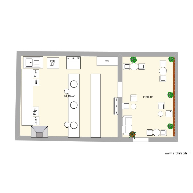 plant de mass. Plan de 2 pièces et 41 m2