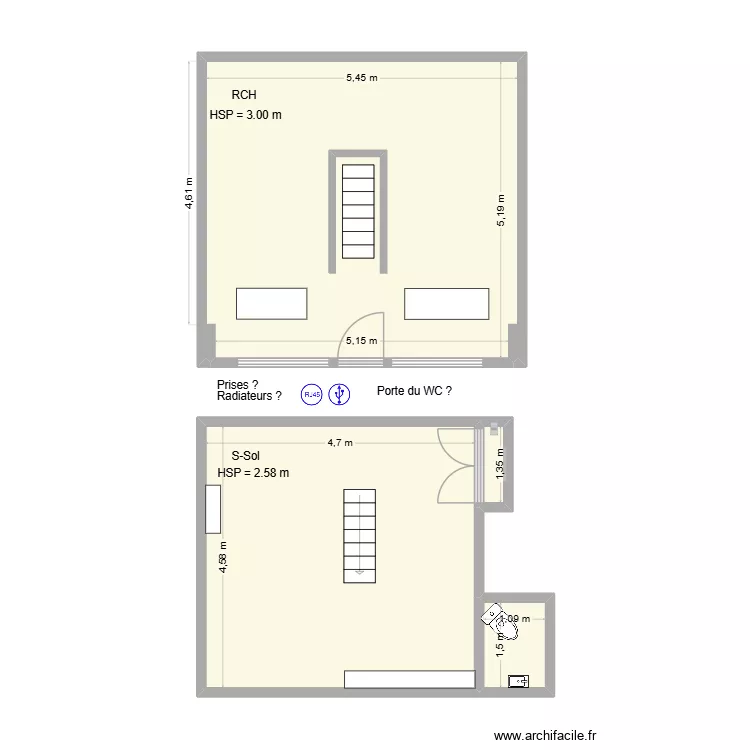 9-11 Croissant. Plan de 4 pièces et 52 m²