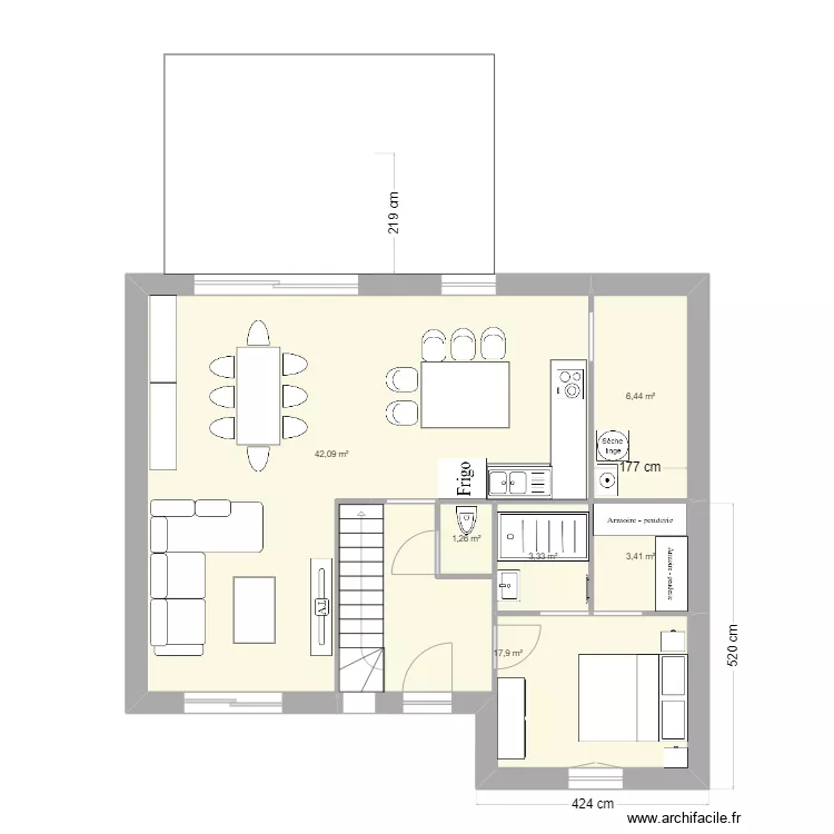 Plan Maison La Contemporaine r&eacute;duit. Plan de 