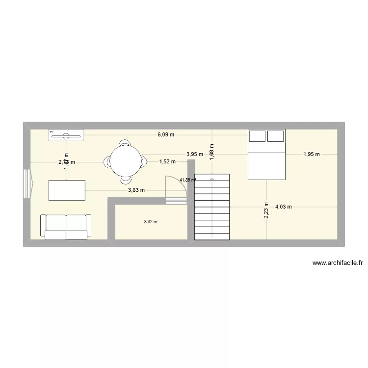 &eacute;tage. Plan de 2  et 45 m²