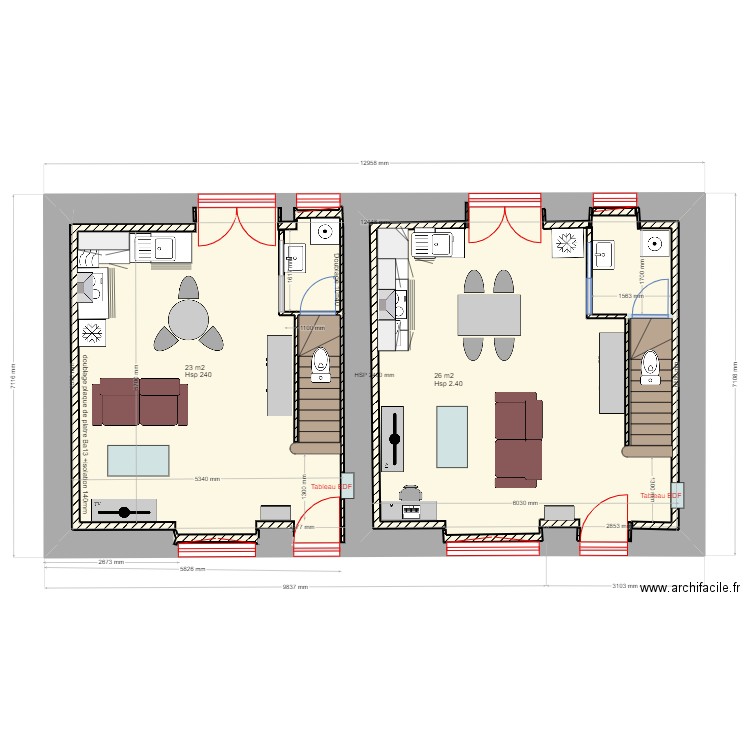 Location Maguy meublé . Plan de 6 pièces et 186 m2