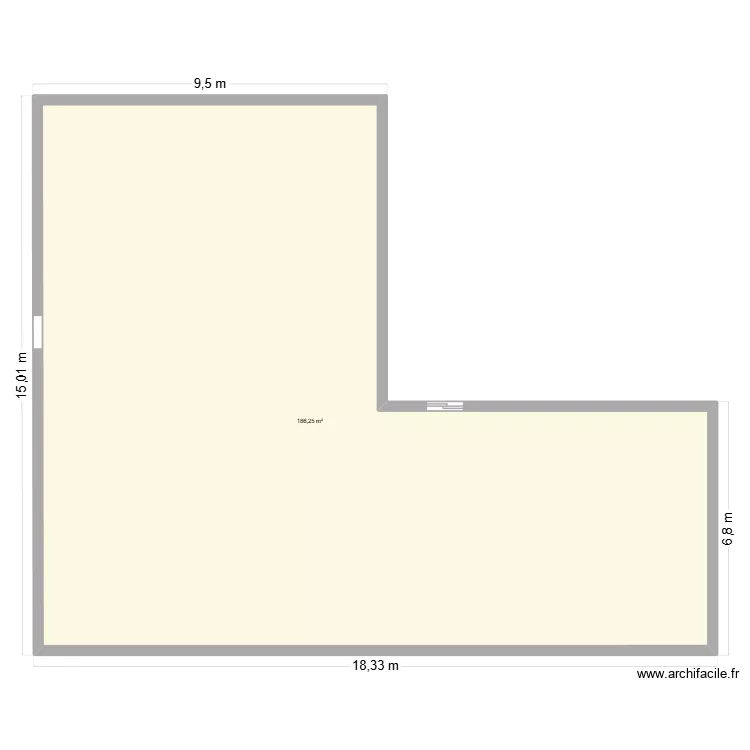 extension. Plan de 1 pièce et 186 m²