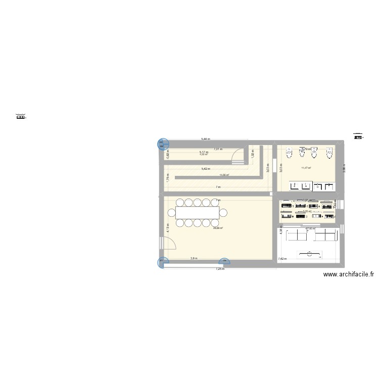 ...... Plan de 6 pièces et 81 m2