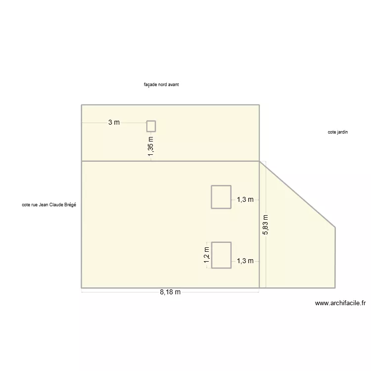 plan fa&ccedil;ade nord avant. Plan de 