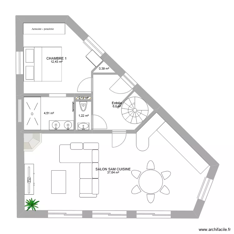 RDC MAISON LA BAULE. Plan de 7 et 63 m² RDC MAISON LA BAULE. Plan de 7 et 63 m²