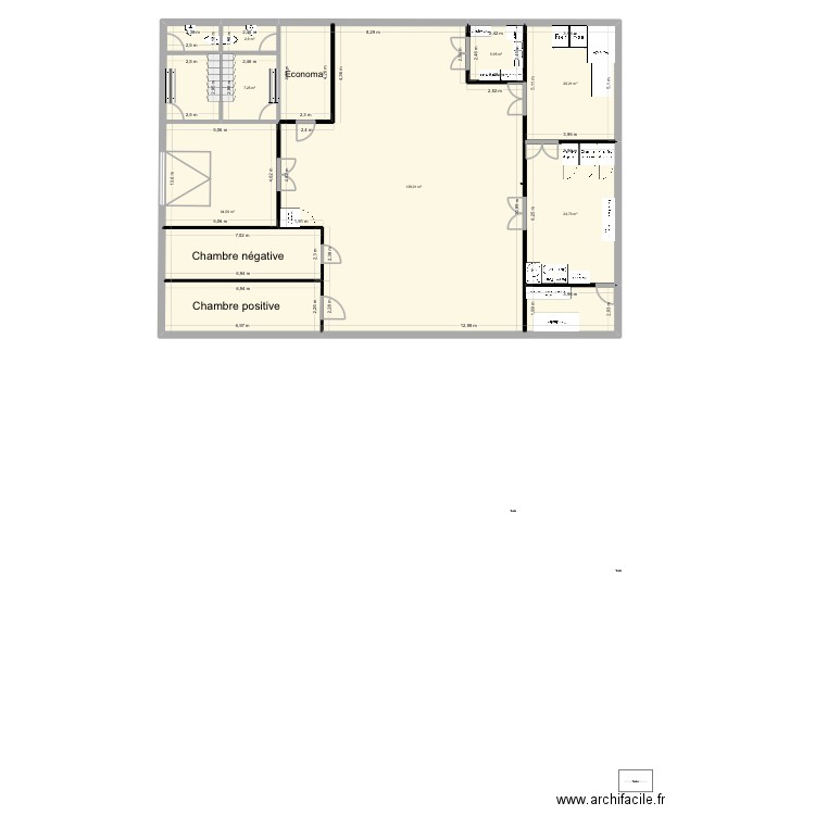 Labo patisserie PFE. Plan de 5 pièces et 61 m2