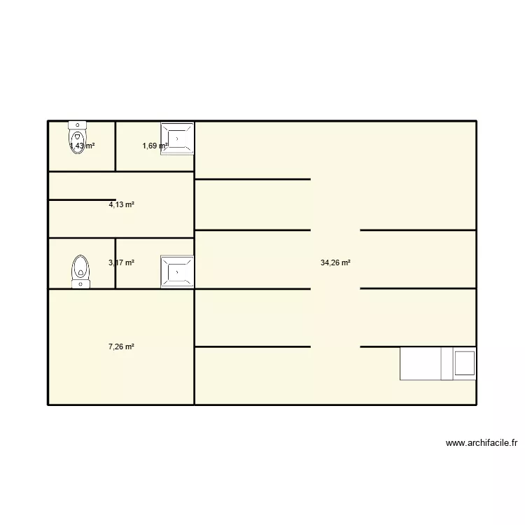 Salle r&eacute;serve DPNC. Plan de 6  et 52 m²