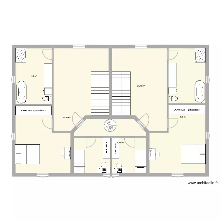 &Eacute;tage. Plan de 5  et 150 m²