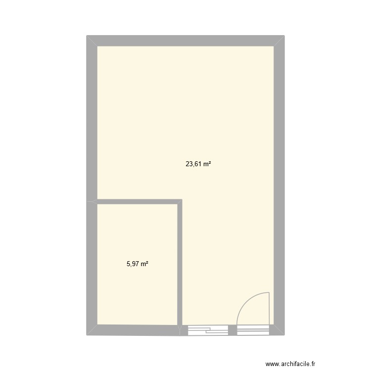 Location appart. Plan de 2 pièces et 30 m2