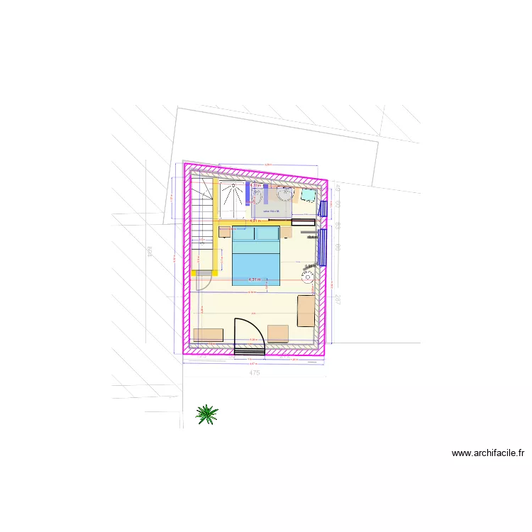 Plan Port-Blanc &eacute;tage V8 (v&eacute;lux 134x0,98 + isolation cotes r&eacute;elles)). Plan de 1  et 24 m²