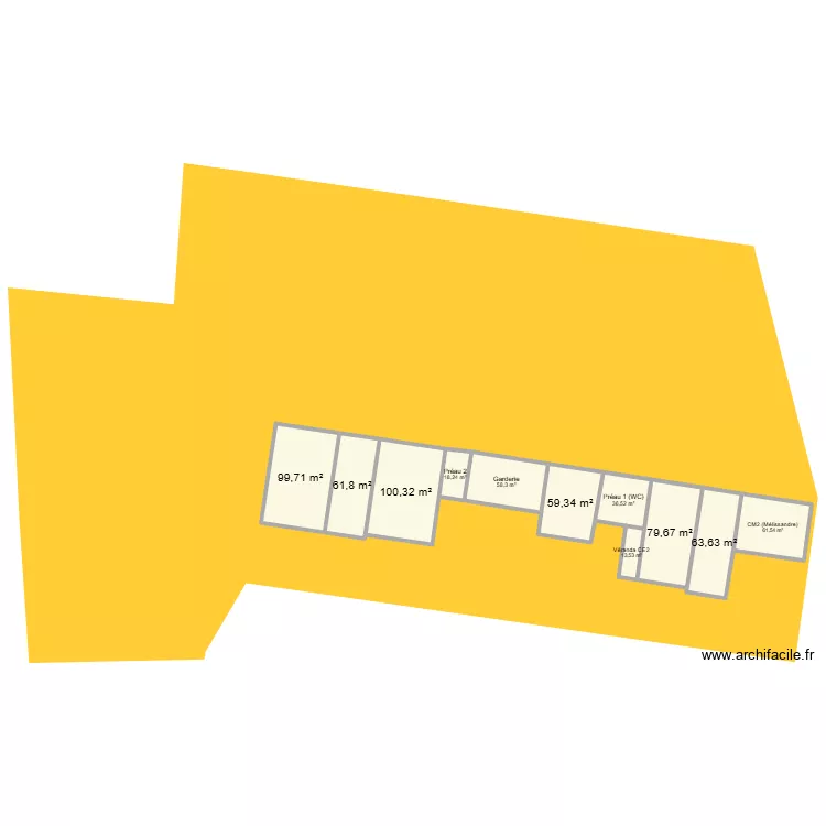 Ecole_TQC_mur260427. Plan de 11  et 653 m²