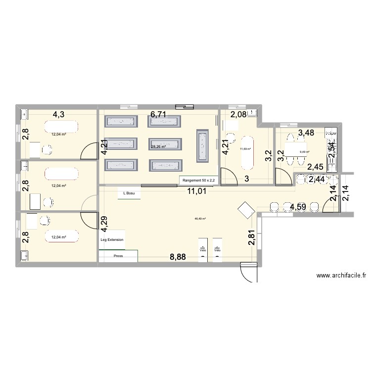 Cab version 4 pers. Plan de 7 pièces et 132 m2