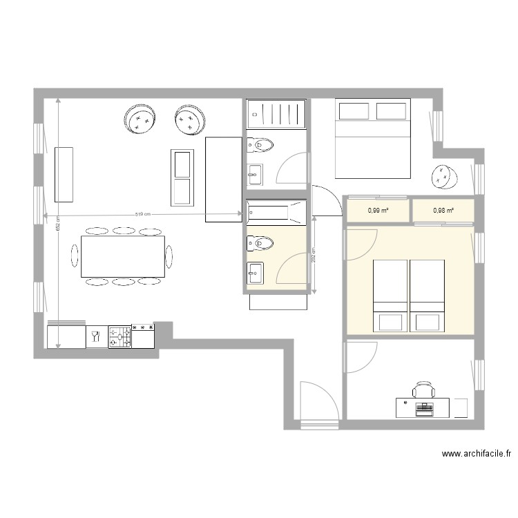 Gijon. Plan de 4 pièces et 15 m2