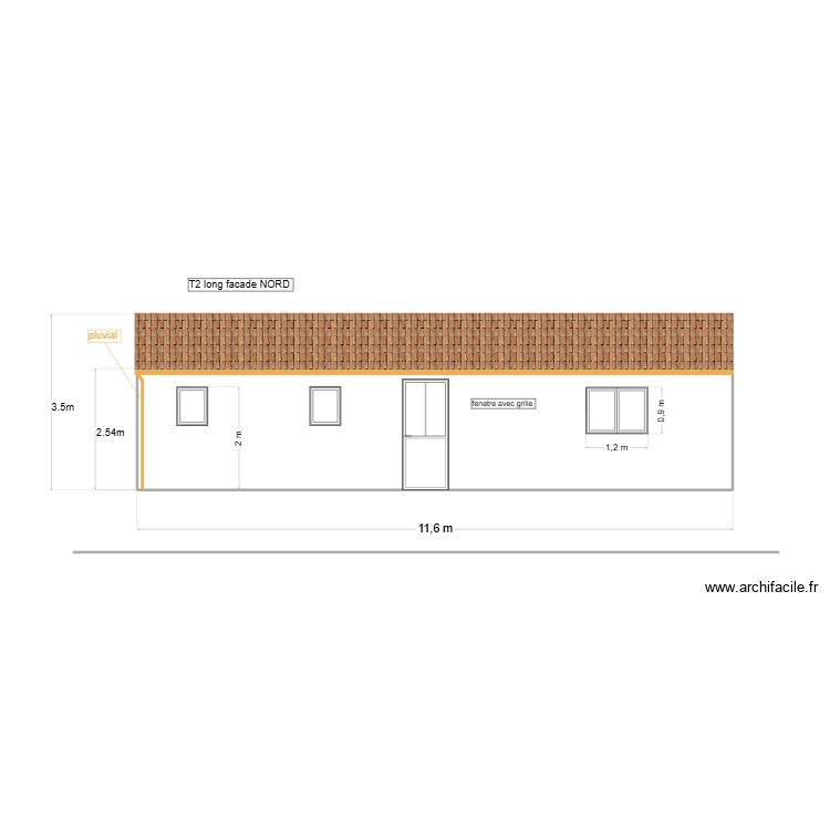 T2 long facade NORD. Plan de 0 pièce et 0 m2