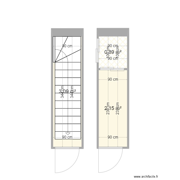 DUPERRON. Plan de 3 pièces et 6 m2