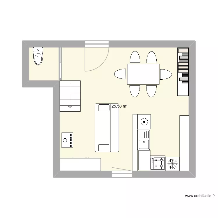 11 escalier du juge rdc. Plan de 1  et 26 m²