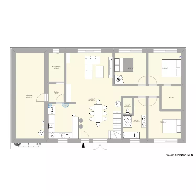 Maison ossature. Plan de 