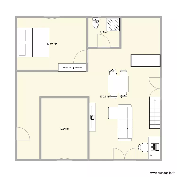 Plan Interieur V1. Plan de 4 et 76 m² Plan Interieur V1. Plan de 4 et 76 m²
