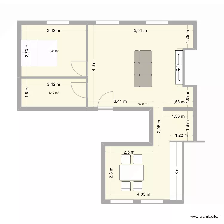 Nouzonville 2 eme. Plan de 3  et 52 m²