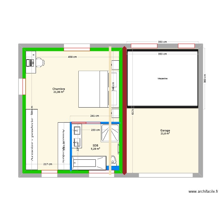 Stradiotto-Brocard - Aménagement Garage. Plan de 4 pièces et 78 m2