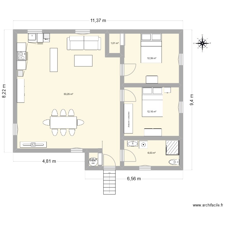saint lazare. Plan de 6 pièces et 86 m2