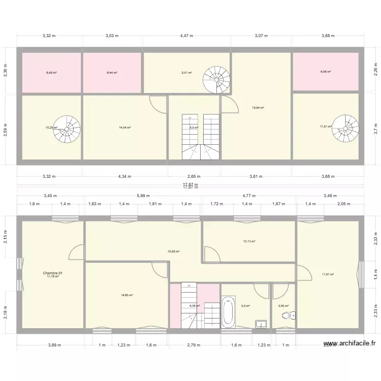 Plan 1er Etage MI5e - Etat. Plan de 17 Pièces et 188 m² Plan 1er Etage MI5e - Etat. Plan de 17 Pièces et 188 m²