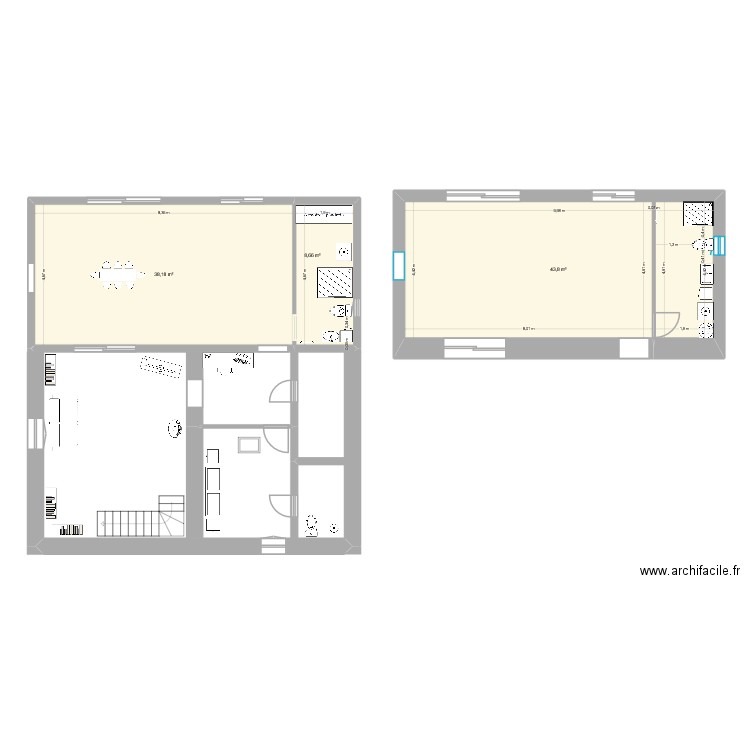 MAISON CLAVEYSON. Plan de 3 pièces et 91 m2