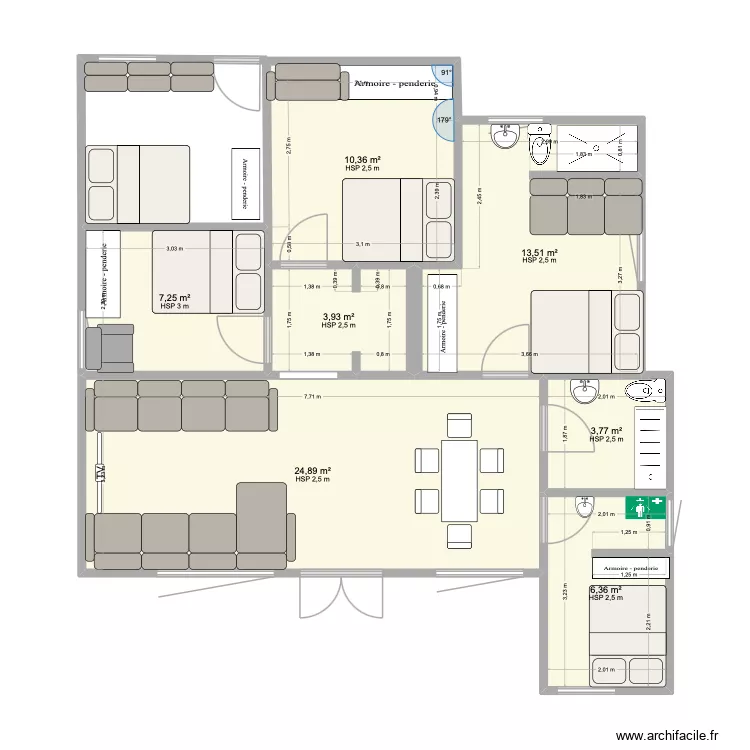 quartier seidou. Plan de 7 Pièces et 70 m²