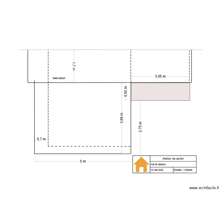 Atelier de jardin face de dessus. Plan de 0 pièce et 0 m2