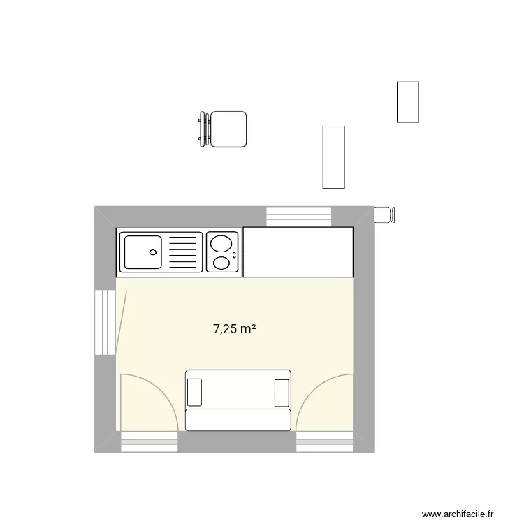 Salon. Plan de 1 et 7 m² Salon. Plan de 1 et 7 m²