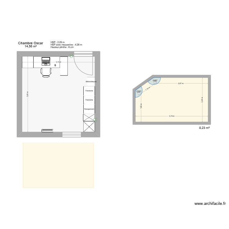 Chambre Oscar. Plan de 0 pièce et 0 m2