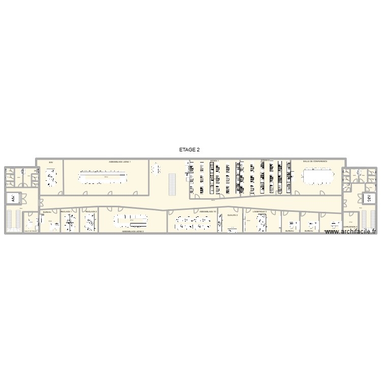 Annexe étage 2 modif paroies. Plan de 32 pièces et 1060 m2