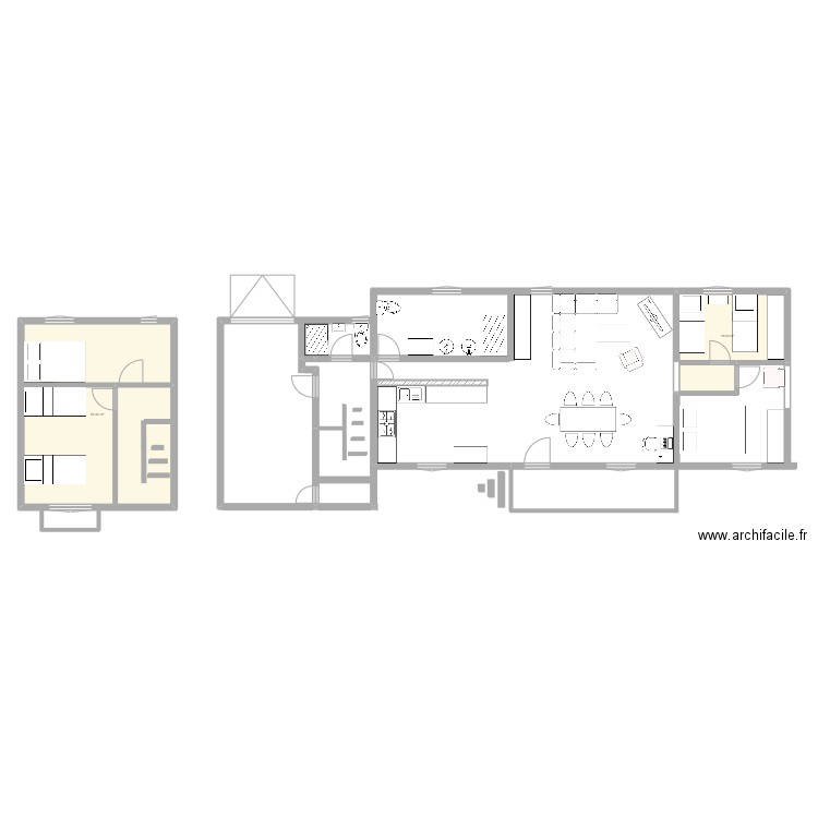 Cabrières. Plan de 2 pièces et 75 m2