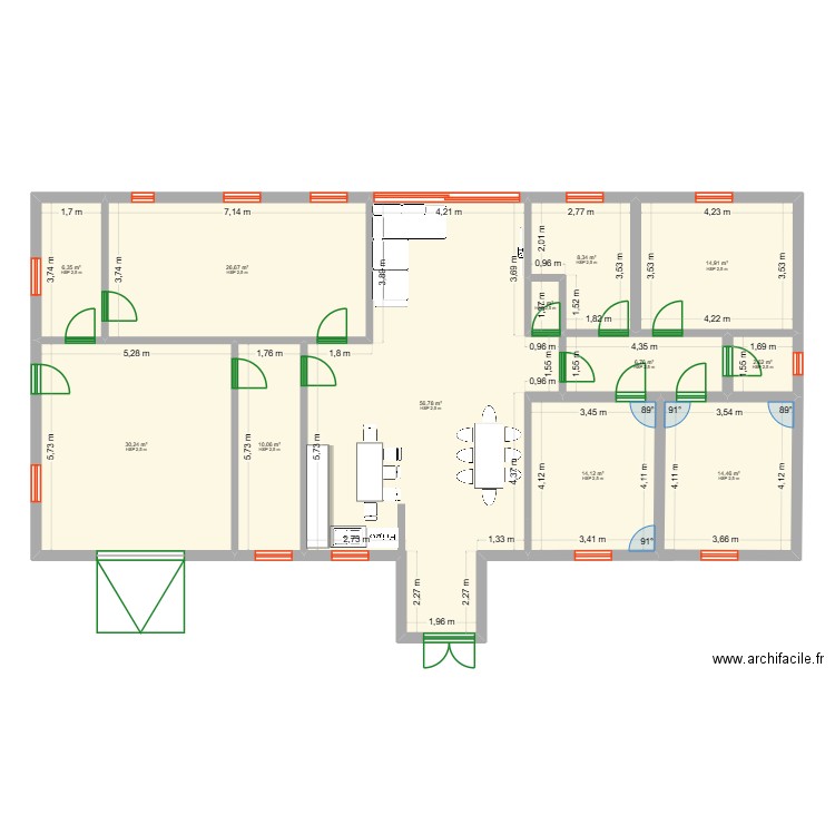 projet maison. Plan de 12 pièces et 192 m2