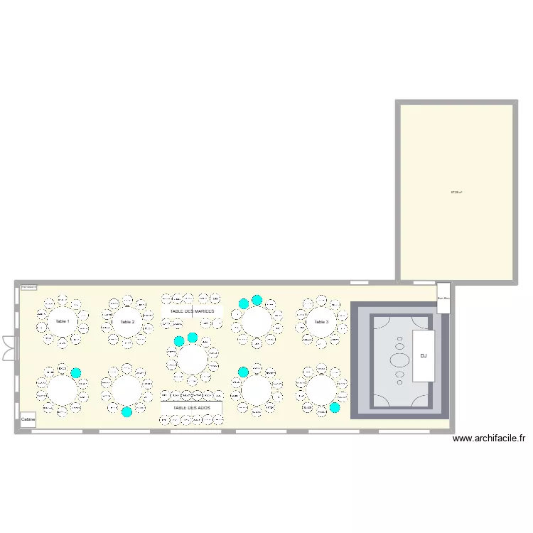 MARIAGE. Plan de 2  et 277 m²