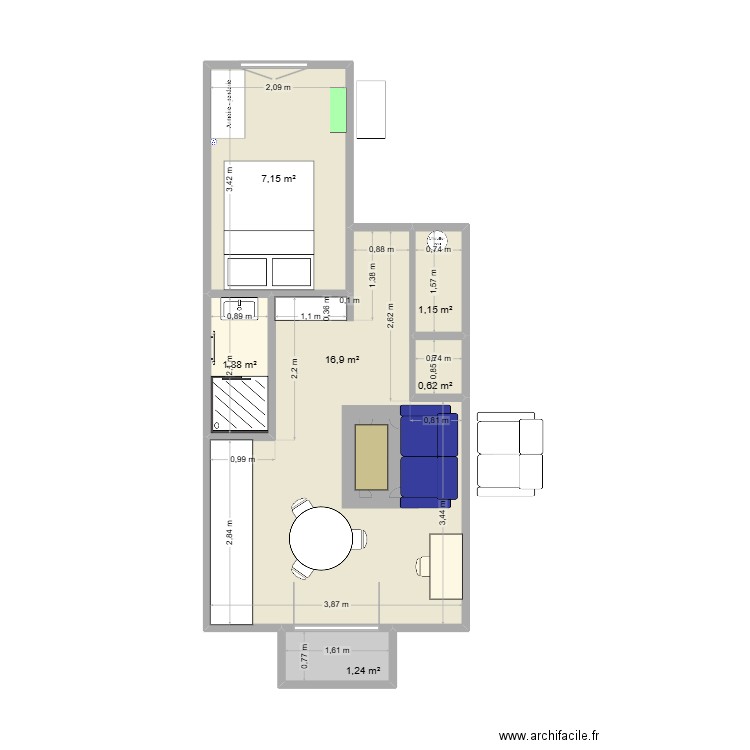 Appartement Mers-les-Bains. Plan de 6 pièces et 29 m2
