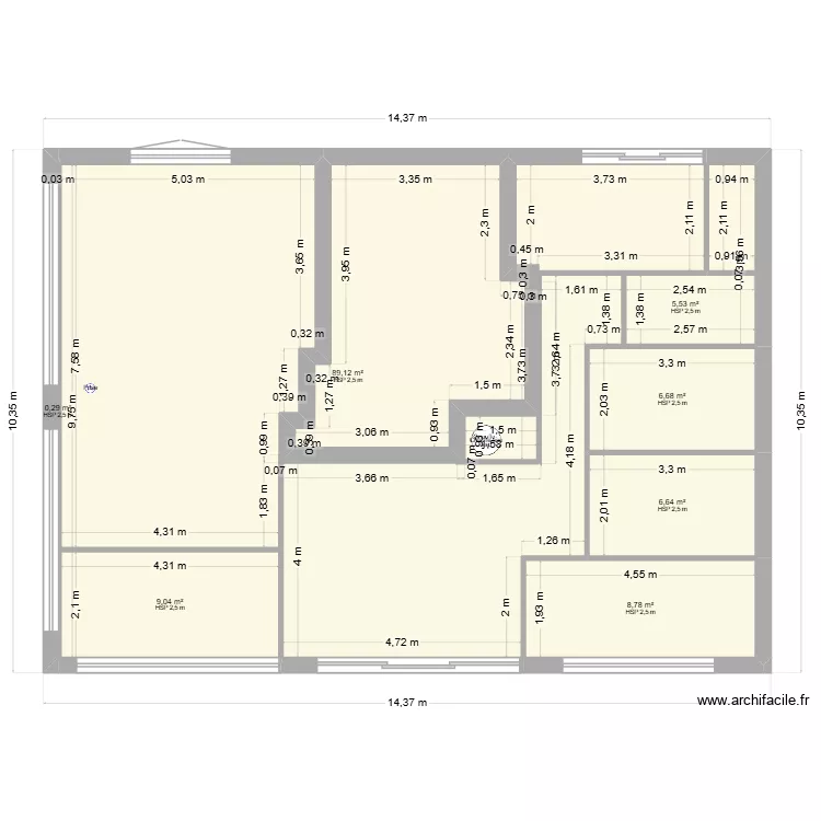cabinet. Plan de 7  et 126 m²