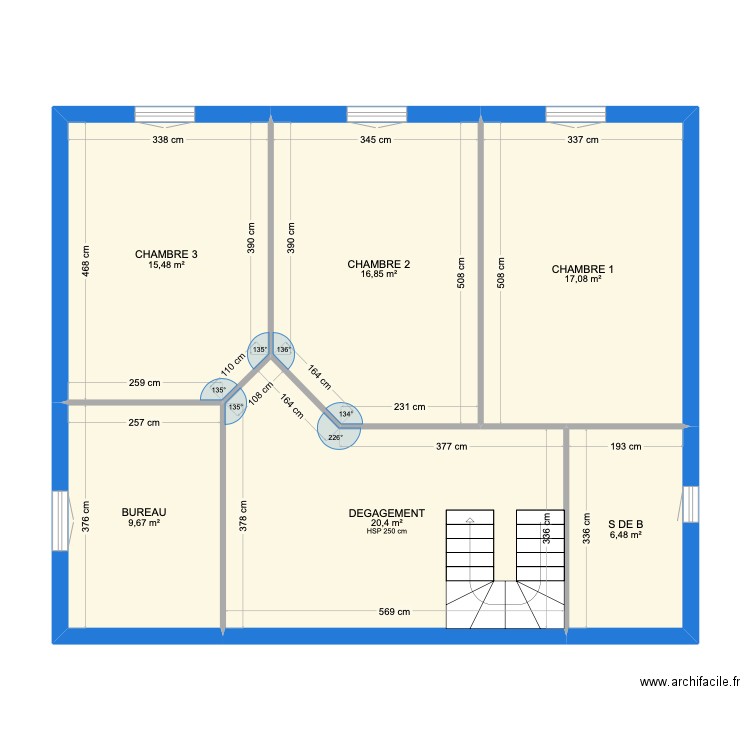 FRANCOIS R+1. Plan de 6 pièces et 86 m2