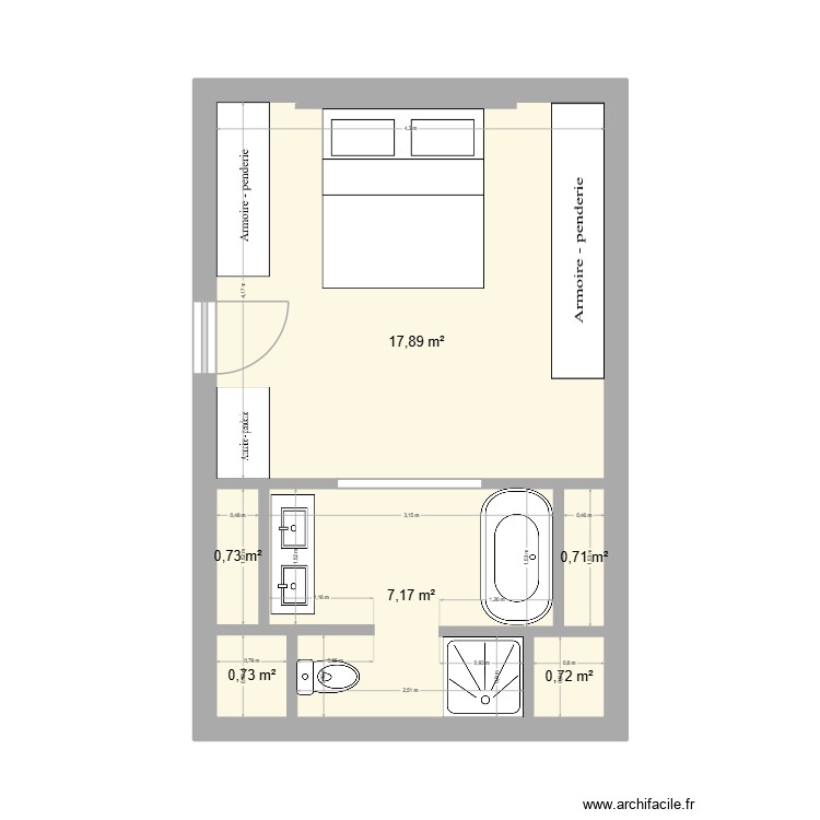 Combles - proposition Eliot. Plan de 6 pièces et 29 m2