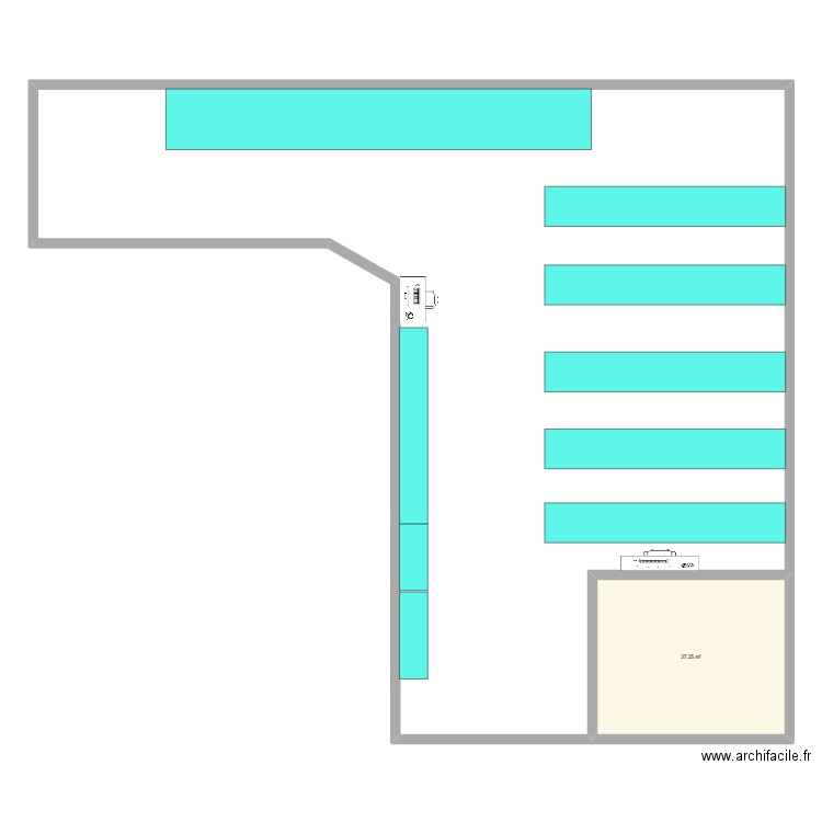 food. Plan de 1 pièce et 27 m2