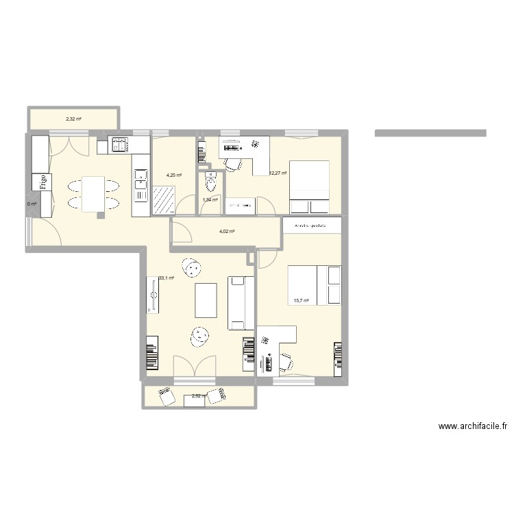 Le 12 NOUVEAU. Plan de 12 pièces et 76 m2