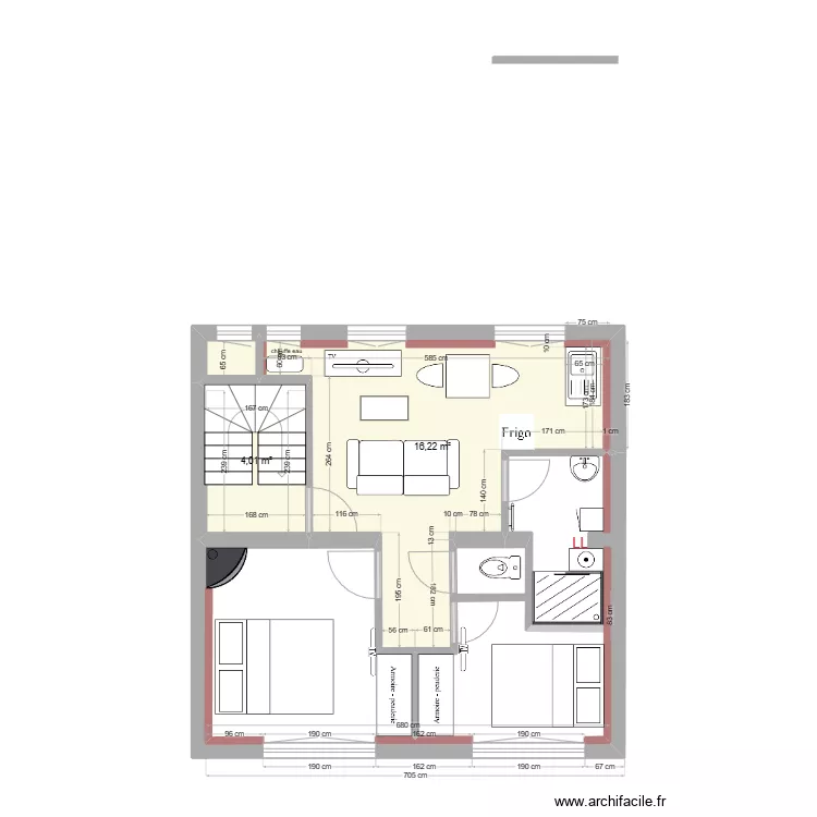 immeuble1 1er Projet 2a 3 pi&egrave;ces. Plan de 